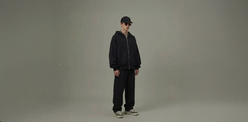 Zoho – Fleece Oversized Hoodie - Чорний
