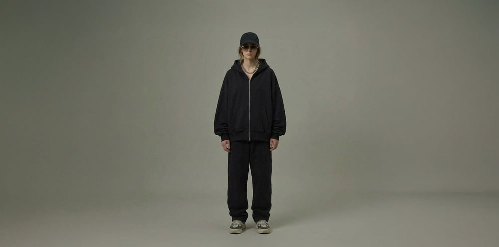 Zoho – Fleece Oversized Hoodie - Чорний
